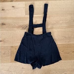 Reformation - Short Overalls in Faded Black
